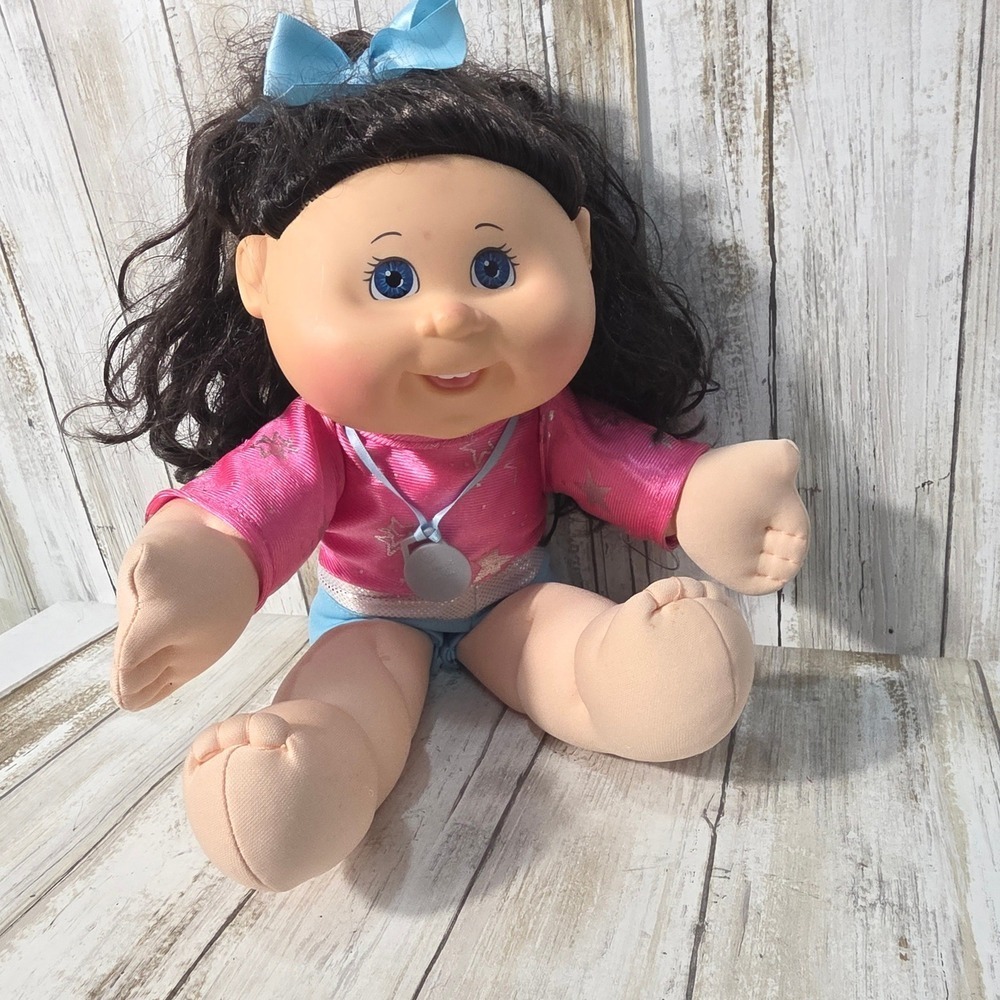 Cabbage Patch Kids 2015 Brunette Blue Eyes WCT-55K Pink Star Outfit 14 Inch Doll
